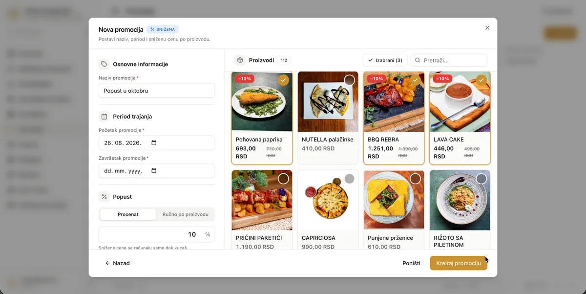 Kreiranje promocije u dashboardu