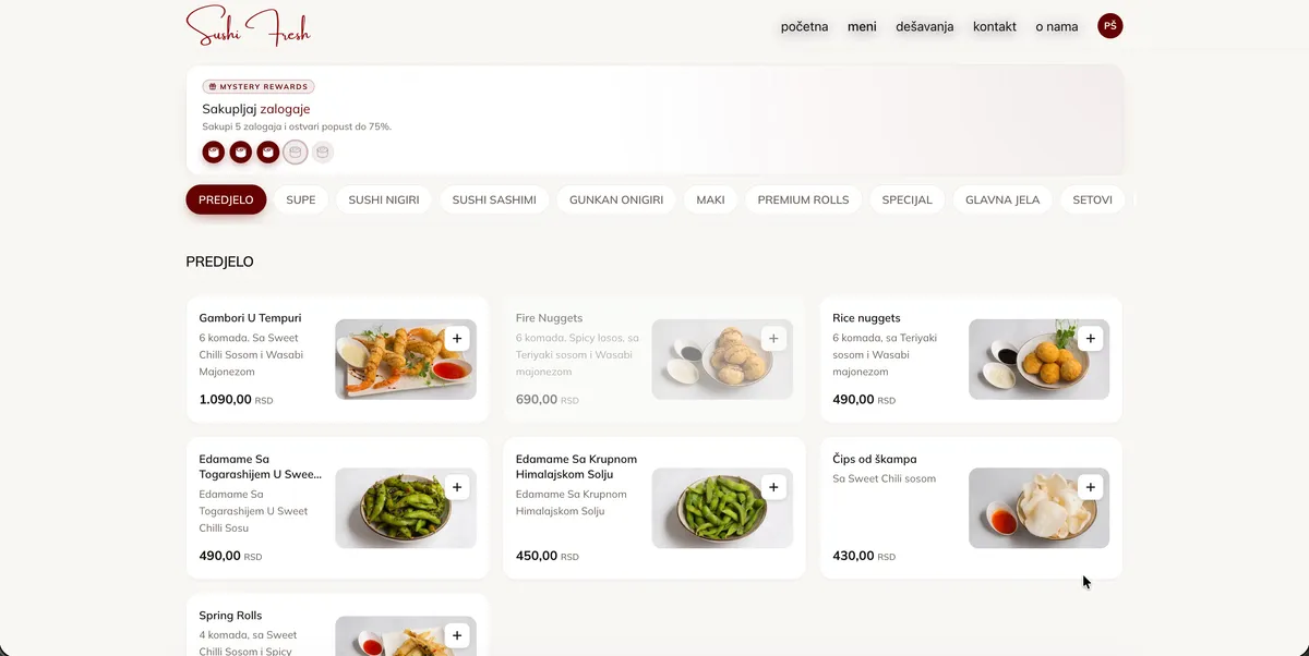 Sushi Fresh meni