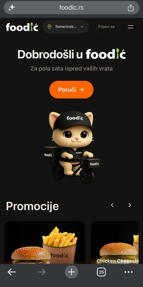Foodić početna na telefonu
