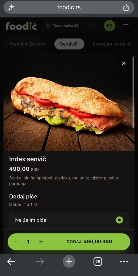 Foodić jelo sa izborom pića