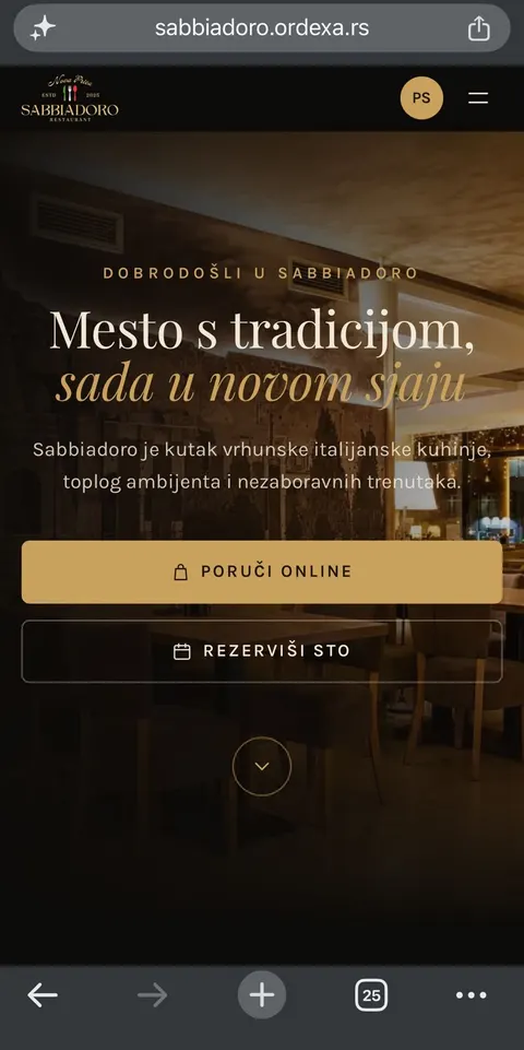 Sabbiadoro početna na telefonu